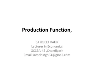 Production Function,