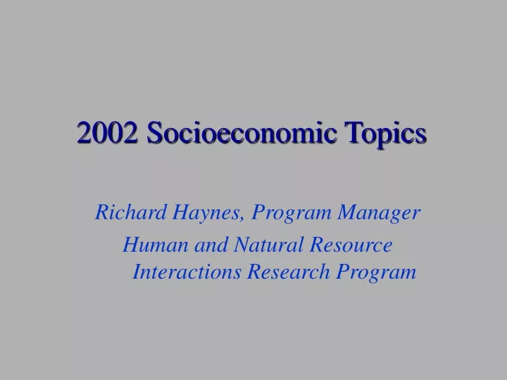 2002 socioeconomic topics