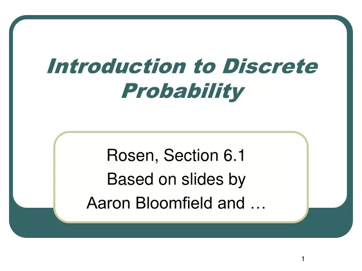 introduction to discrete probability