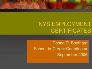 NYS EMPLOYMENT CERTIFICATES
