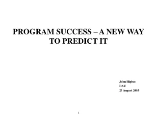PROGRAM SUCCESS – A NEW WAY TO PREDICT IT