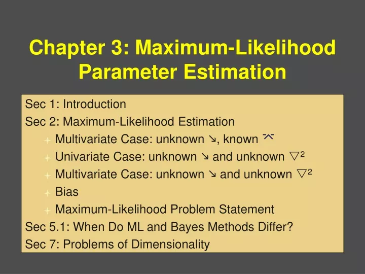chapter 3 maximum likelihood parameter estimation