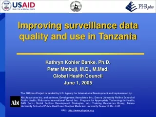 Improving surveillance data quality and use in Tanzania