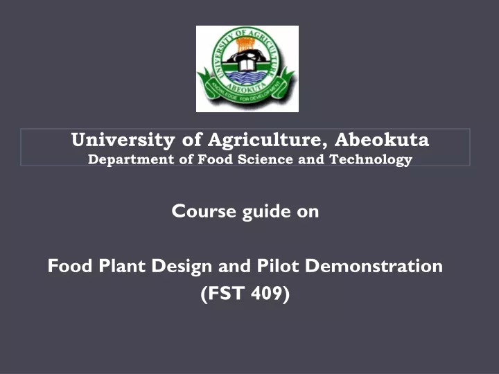 university of agriculture abeokuta department of food science and technology