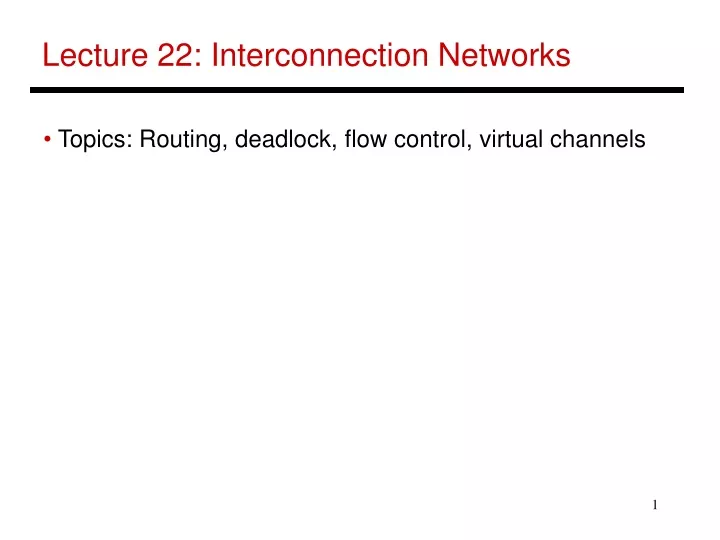 lecture 22 interconnection networks