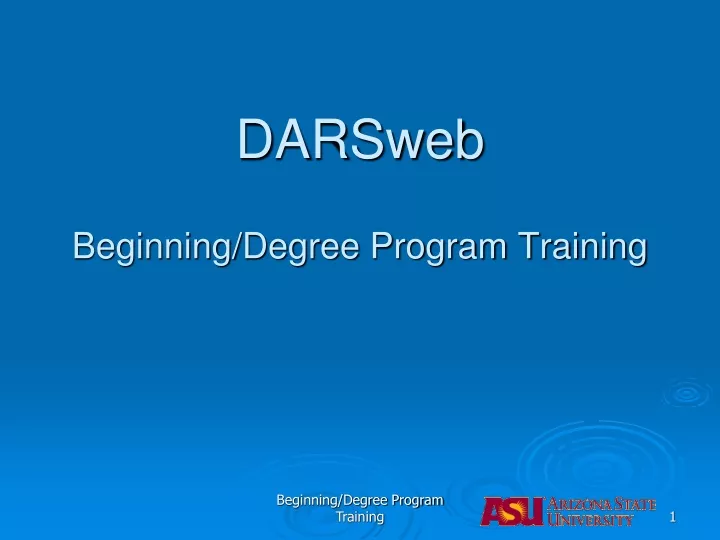 darsweb beginning degree program training