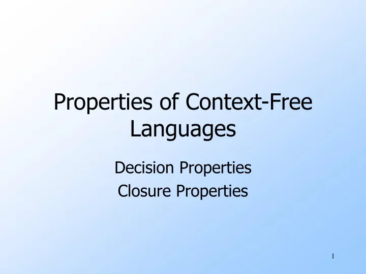 properties of context free languages