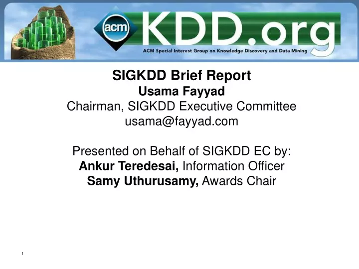 sigkdd brief report usama fayyad chairman sigkdd