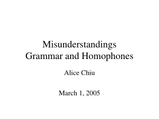 Misunderstandings Grammar and Homophones