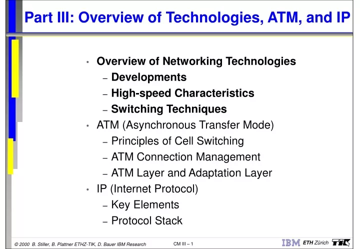 part iii overview of technologies atm and ip