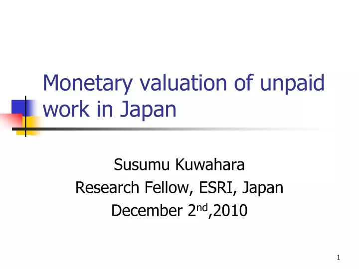 monetary valuation of unpaid work in japan