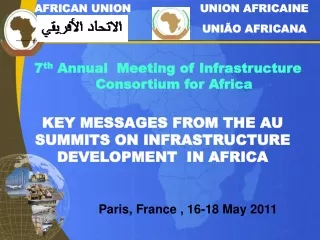 KEY MESSAGES FROM THE AU SUMMITS ON  INFRASTRUCTURE DEVELOPMENT  IN AFRICA