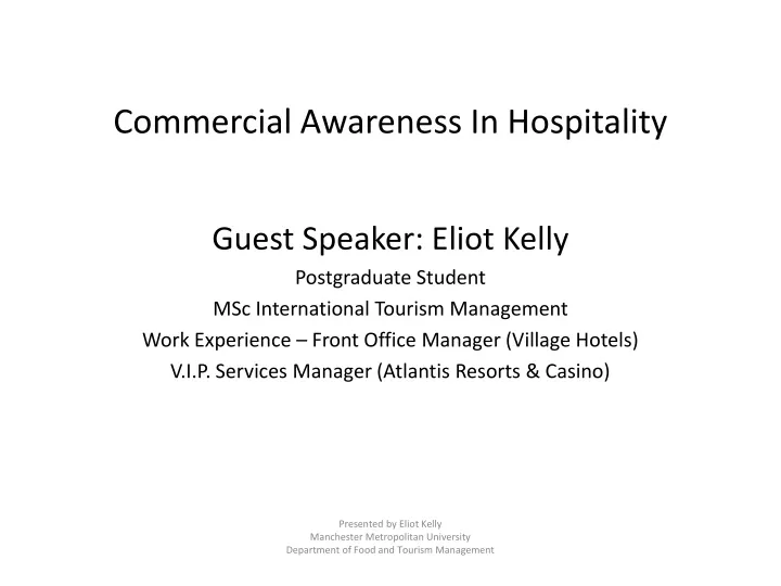 commercial awareness in hospitality