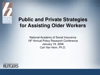 Public and Private Strategies for Assisting Older Workers