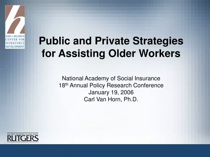 public and private strategies for assisting older workers