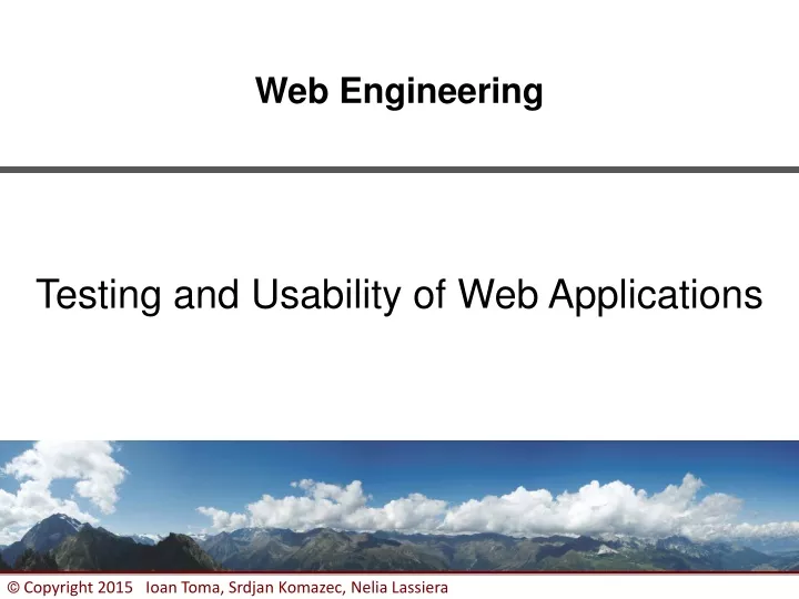 testing and usability of web applications