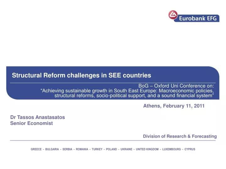 structural reform challenges in see countries