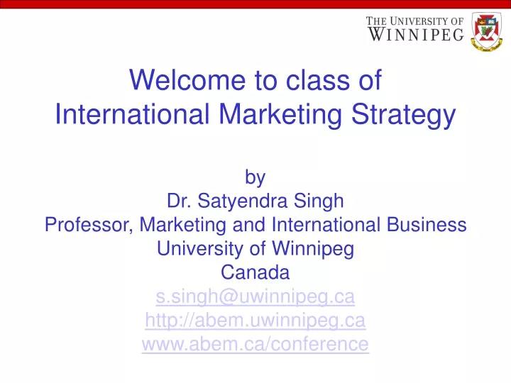 welcome to class of international marketing