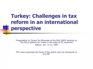 Turkey: Challenges in tax reform in an international perspective