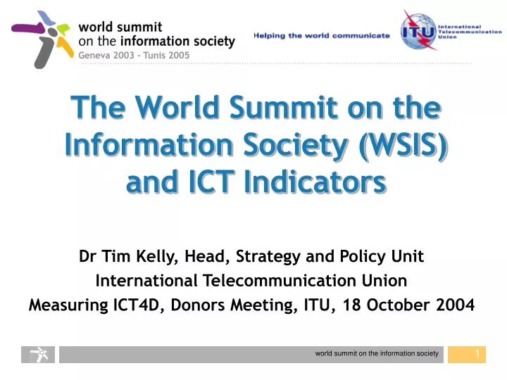 the world summit on the information society wsis and ict indicators