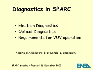 Electron Diagnostics Optical Diagnostics Requirements for VUV operation
