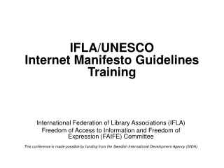 IFLA/UNESCO  Internet Manifesto Guidelines Training