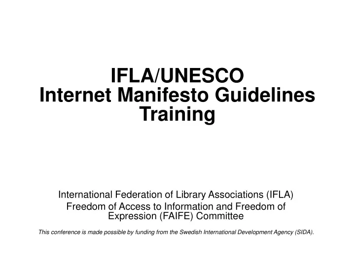 ifla unesco internet manifesto guidelines training