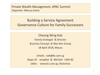 Building a Service Agreement  Governance Culture for Family Successors