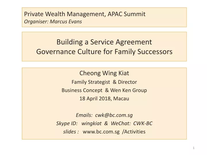 building a service agreement governance culture for family successors