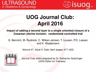 UOG Journal Club:  April 2016