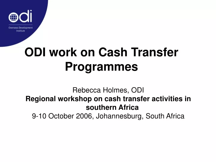 odi work on cash transfer programmes
