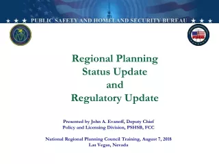 Regional Planning Status Update  and  Regulatory Update