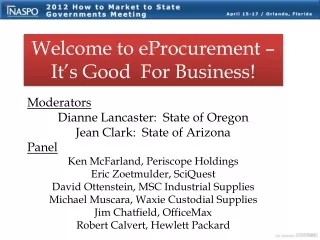 Welcome to  eProcurement  – It’s Good  For Business!