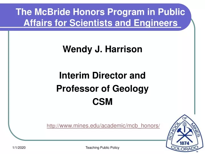 the mcbride honors program in public affairs