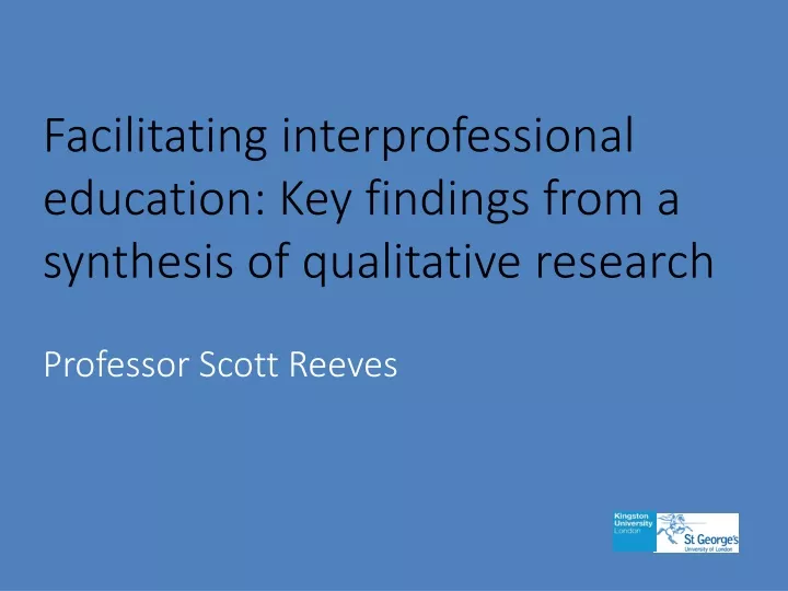 facilitating interprofessional education