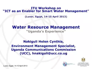 Water Resource Management  “Uganda’s Experience”