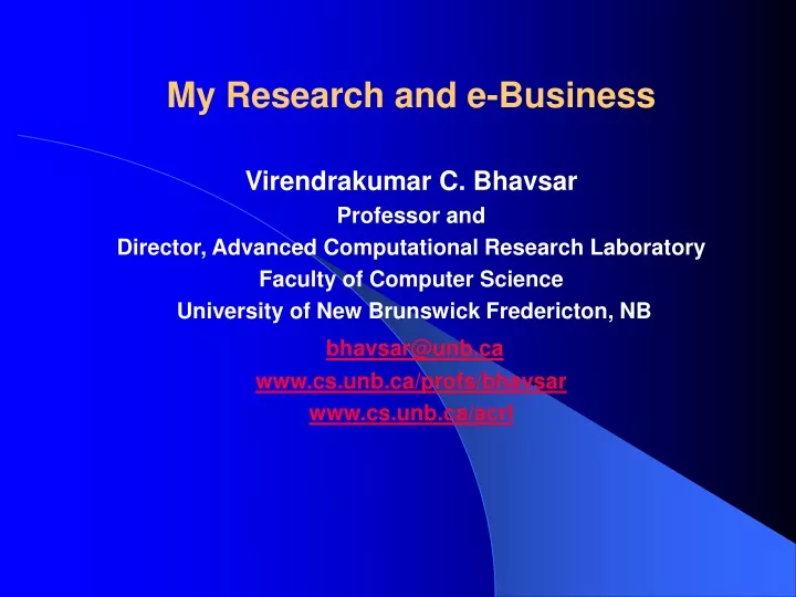my research and e business virendrakumar