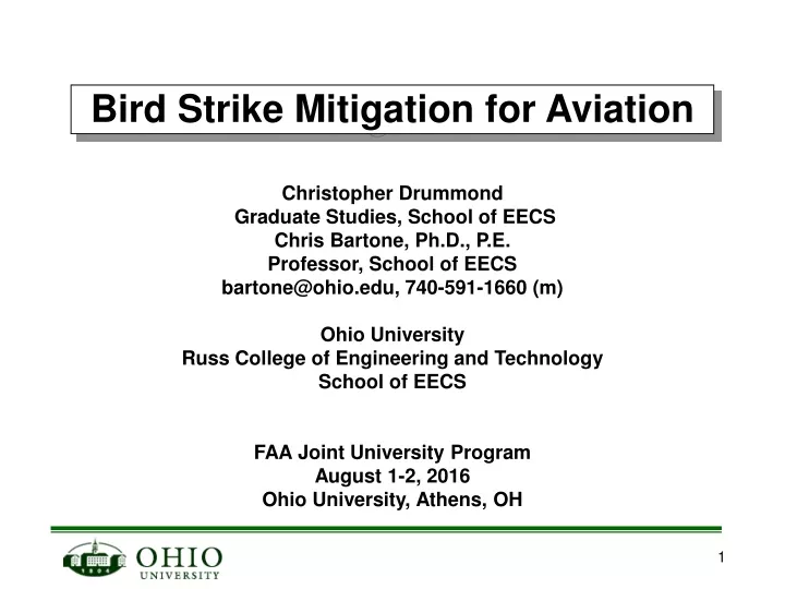 bird strike mitigation for aviation