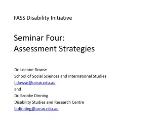 FASS Disability Initiative Seminar Four: Assessment Strategies