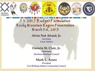 FY 2017 Budget Formulation Rocky Mountain Region Presentation  March 5-6,  2015