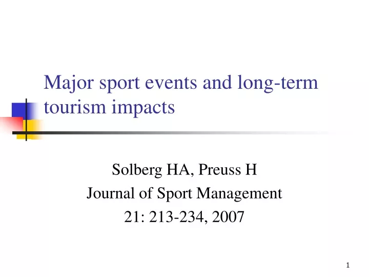 major sport events and long term tourism impacts