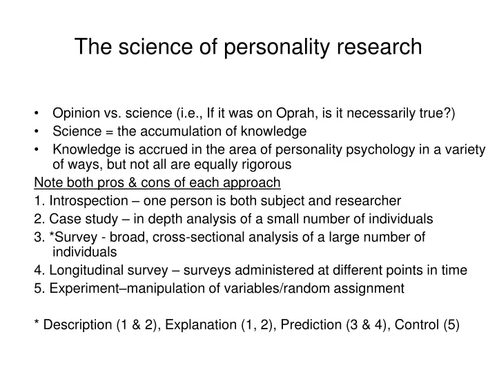 the science of personality research