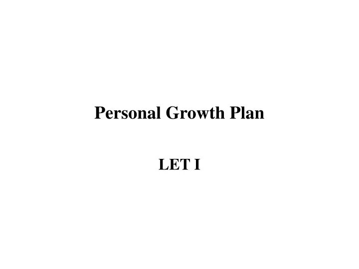 personal growth plan
