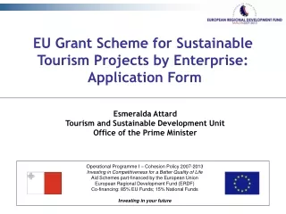EU Grant Scheme for Sustainable Tourism Projects by Enterprise:  Application Form