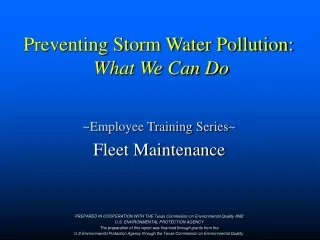 Preventing Storm Water Pollution: What We Can Do