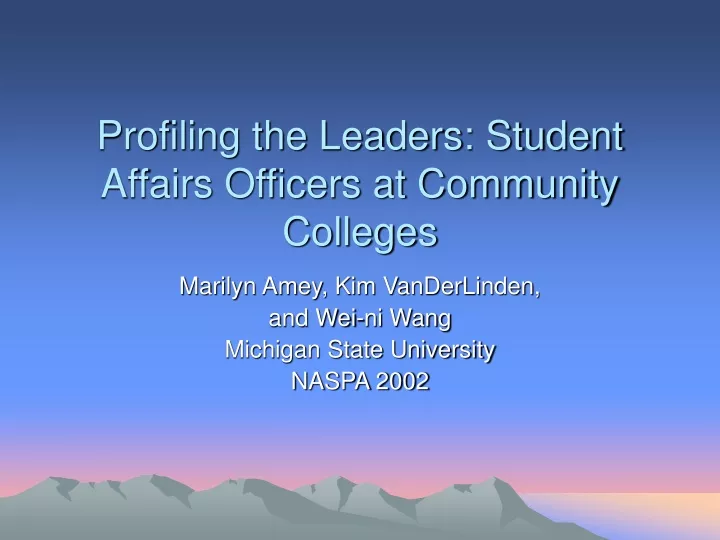 profiling the leaders student affairs officers at community colleges