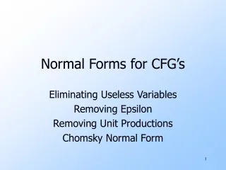 Normal Forms for CFG’s