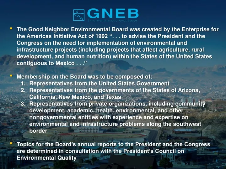 the good neighbor environmental board was created
