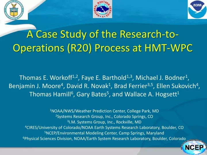 a case study of the research to operations r20 process at hmt wpc