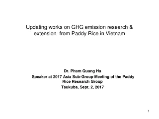 Updating works on GHG emission research &amp; extension  from Paddy Rice in Vietnam